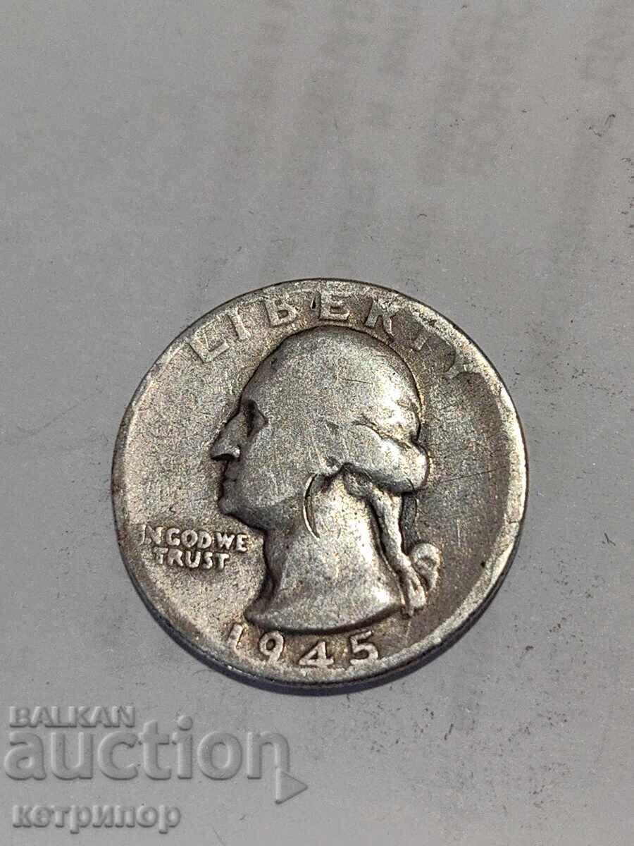 Sfertul de dolar american 1945 Argint cu preț € 17.00 | 33.25 BGN