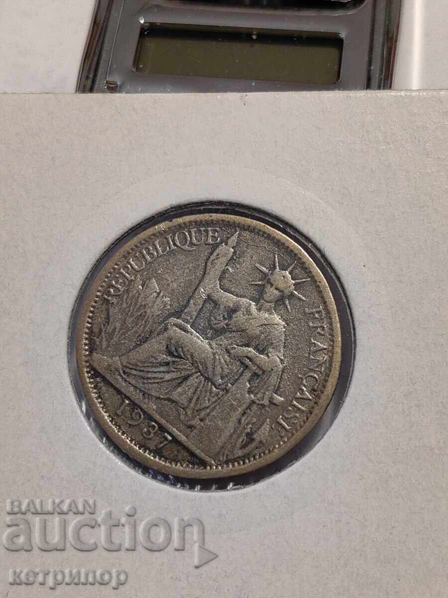 20 цента Френски Индокитай 1937 г сребърна с цена 28.00 лв. | € 14.32 20 цента Френски Индокитай 1937 г сребърна с цена 28.00 лв. | € 14.32