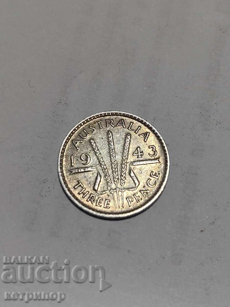 3 pence Australia 1943 Silver