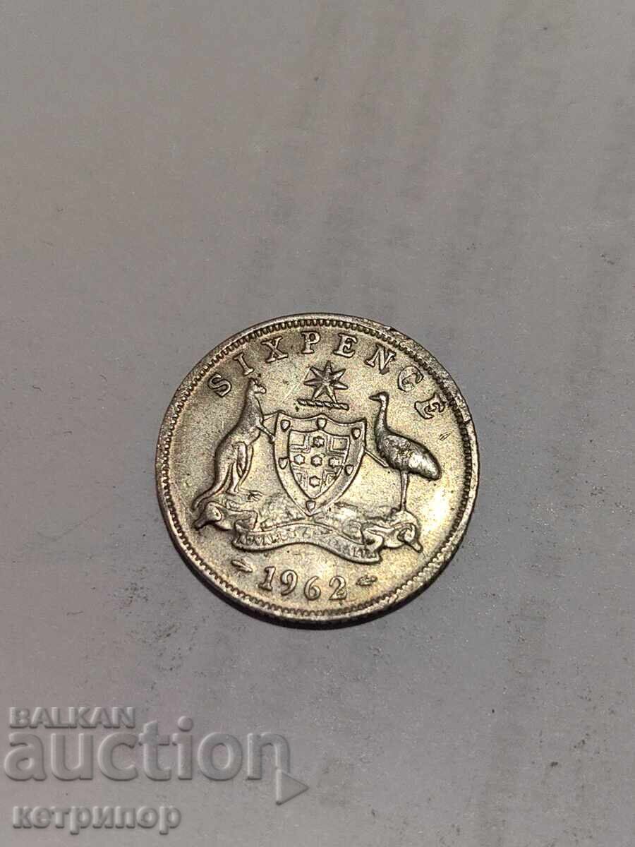 6 pence Australia 1962 Silver 6 pence Australia 1962 Silver