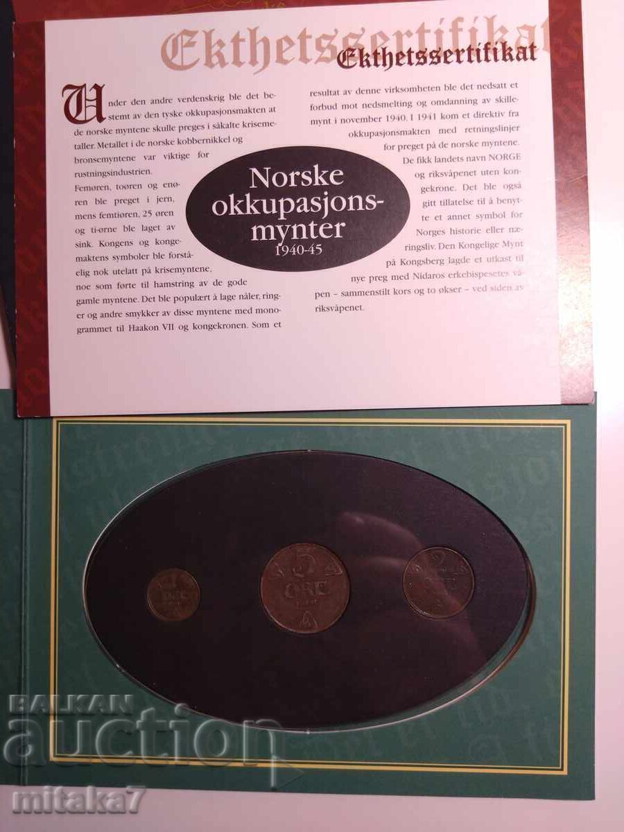 Set de monede, Norvegia, 1940-45. Set de monede, Norvegia, 1940-45.