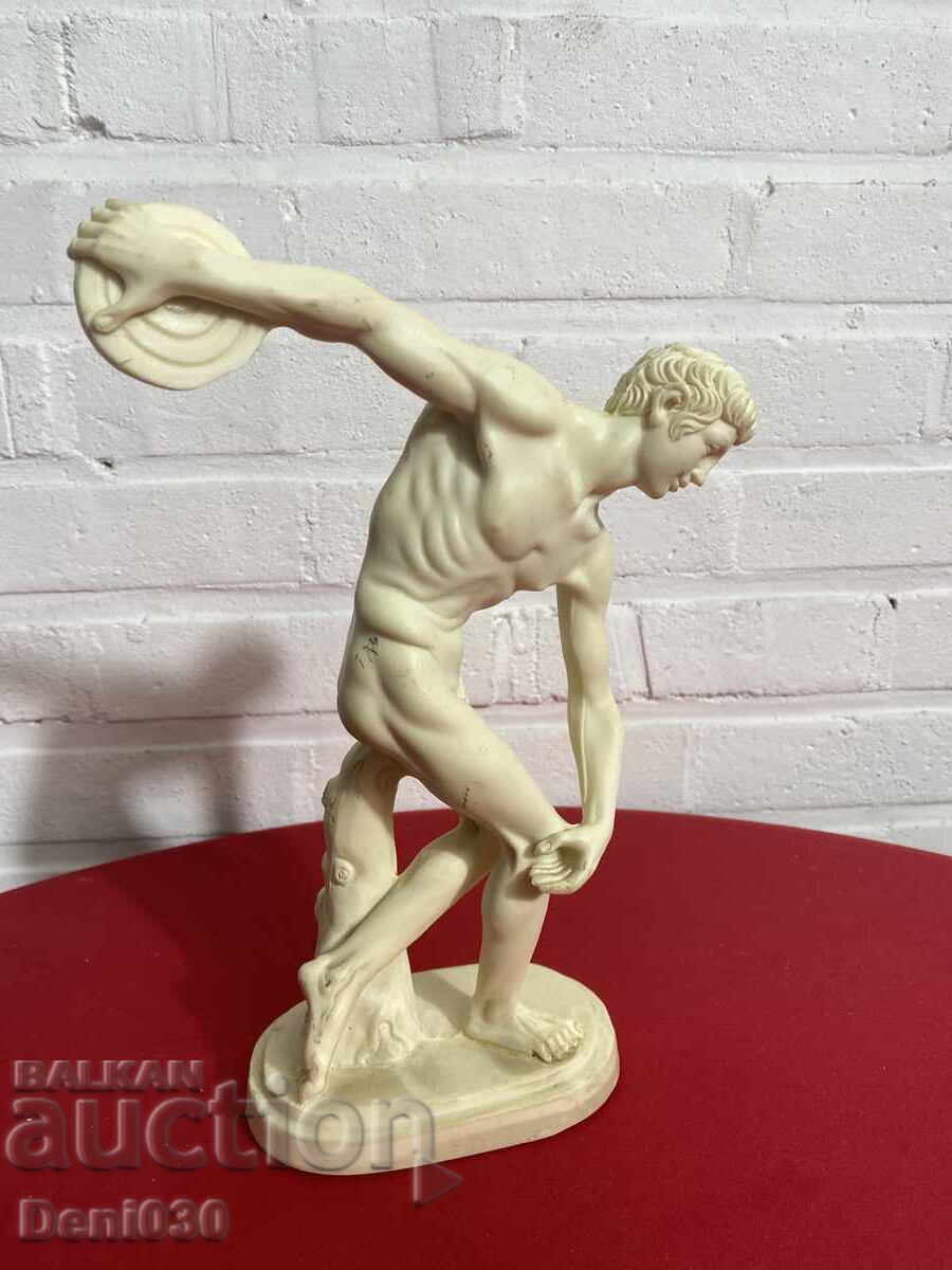 Greek discus thrower “Diskobolo” retro alabaster sculpture