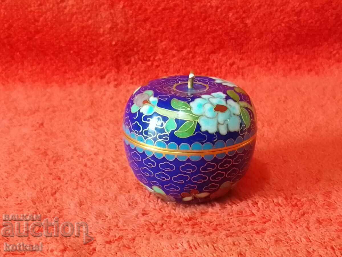 Apple brass jewelry box cloisonne cellular enamel with price 45.00 BGN | € 23.01