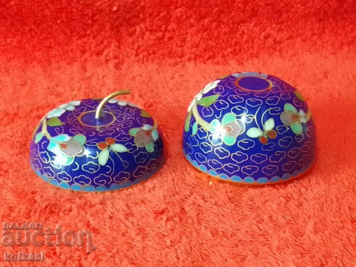 Apple brass jewelry box cloisonne cellular enamel - 7