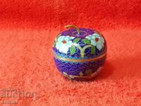 Apple brass jewelry box cloisonne cellular enamel