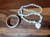 Jewelry set - necklace and bone bracelet