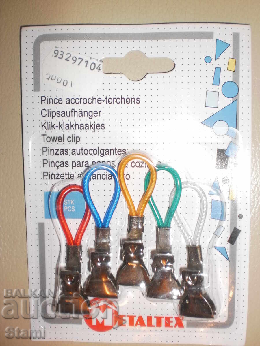 Κρεμάστρες με κλιπ για πετσέτες - 5 τεμάχια Κρεμάστρες με κλιπ για πετσέτες - 5 τεμάχια