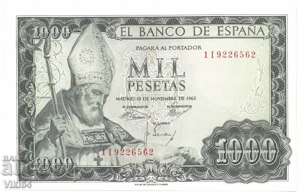 Bancnota Spaniei 1000 pesetas 1965 Pesetas