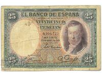 Bancnota Spania 25 pesetas 1931 Pesetas