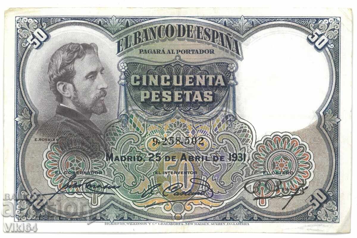 Bancnota Spania 25 pesetas 1931 Pesetas