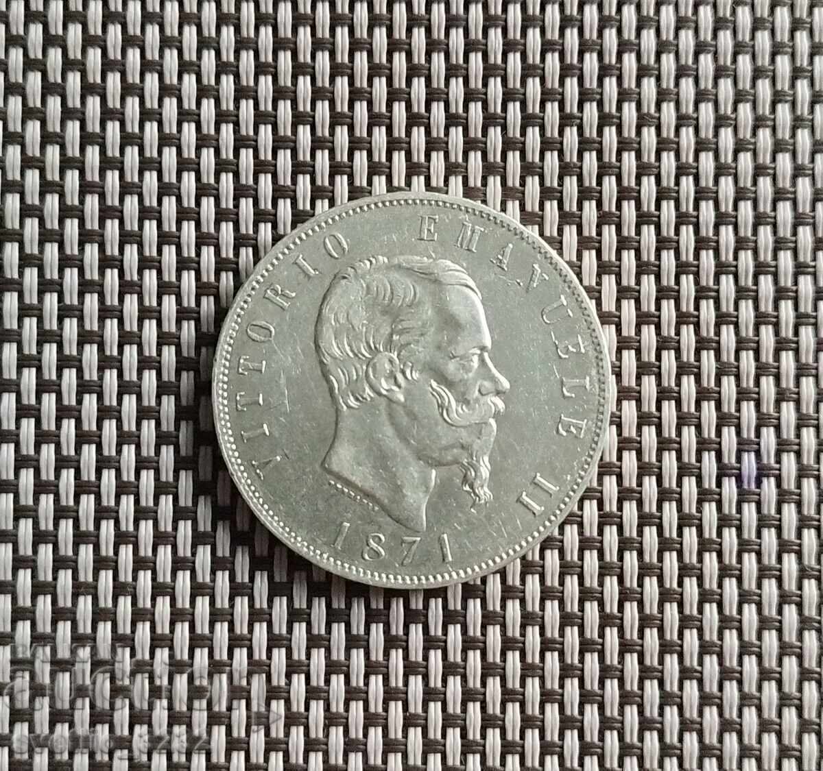 5 lire 1871 Italia cu preț € 83.00 | 162.33 BGN