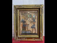 Egyptian drawing painted on papyrus in a beautiful frame