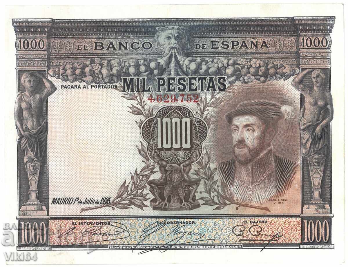 Bancnota Spaniei 1000 pesetas 1925 Pesetas