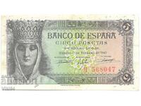 Bancnota Spania 5 pesetas 1943 Pesetas