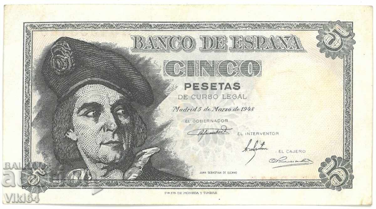 Spain Banknote 5 Pesetas 1948 Pesetas