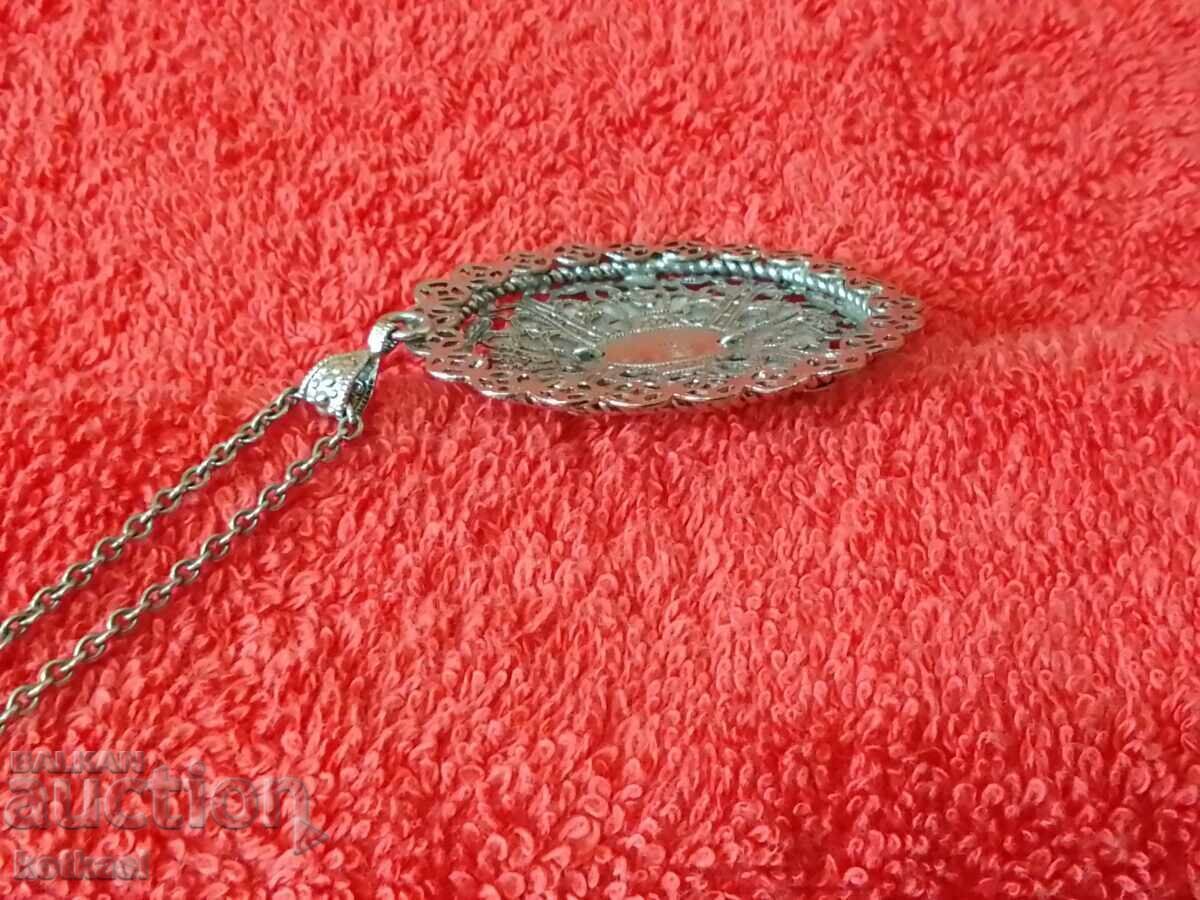 Old silver necklace pendant Nefertiti semi-precious stone - 7 Old silver necklace pendant Nefertiti semi-precious stone - 7