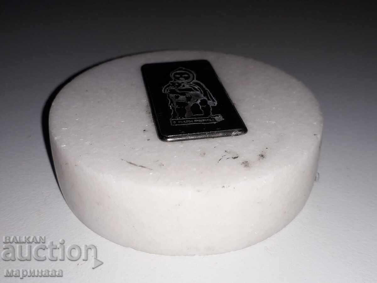 SILVER PLATED PLAQUE IN MARMORE. GREECE with price 3.00 BGN | € 1.53 SILVER PLATED PLAQUE IN MARMORE. GREECE with price 3.00 BGN | € 1.53