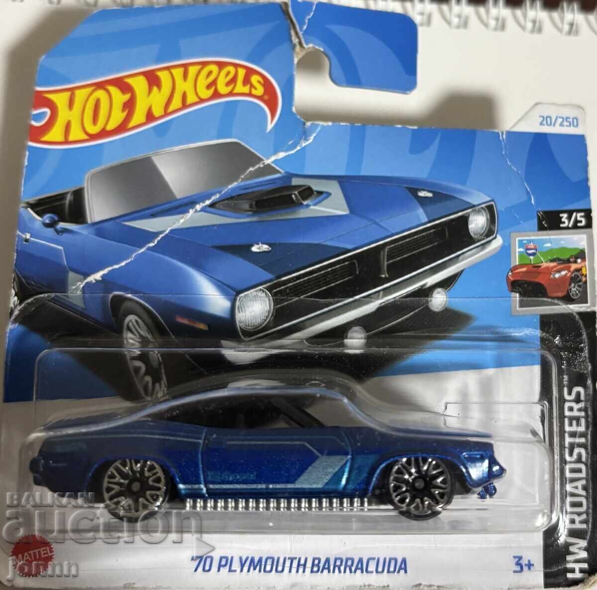 Hot Wheels diecast car, '70 Plymouth Barracuda, 1:64, blue