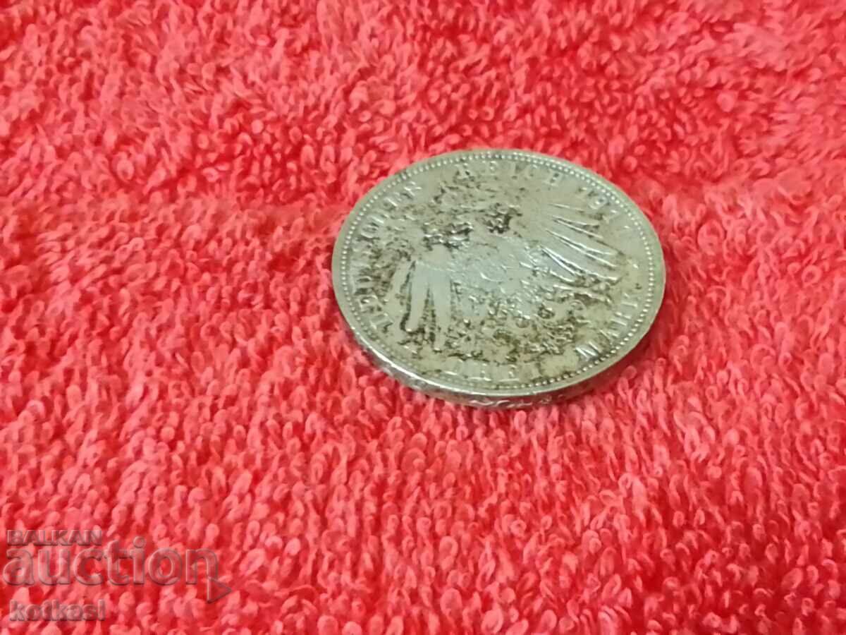 Silver coin 3 marks D 1911 Germany Bavaria quality - 7 Silver coin 3 marks D 1911 Germany Bavaria quality - 7