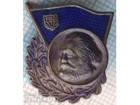 17447 Badge - Karl Marx - GDR Germany - bronze enamel