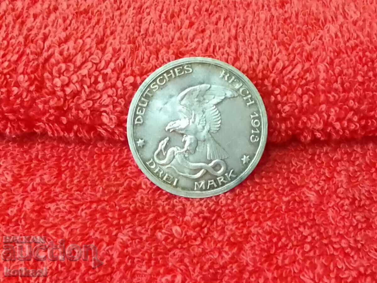 Old silver coin 3 marks 1913 Germany Prussia quality with price 165.50 BGN | € 84.62 Old silver coin 3 marks 1913 Germany Prussia quality with price 165.50 BGN | € 84.62