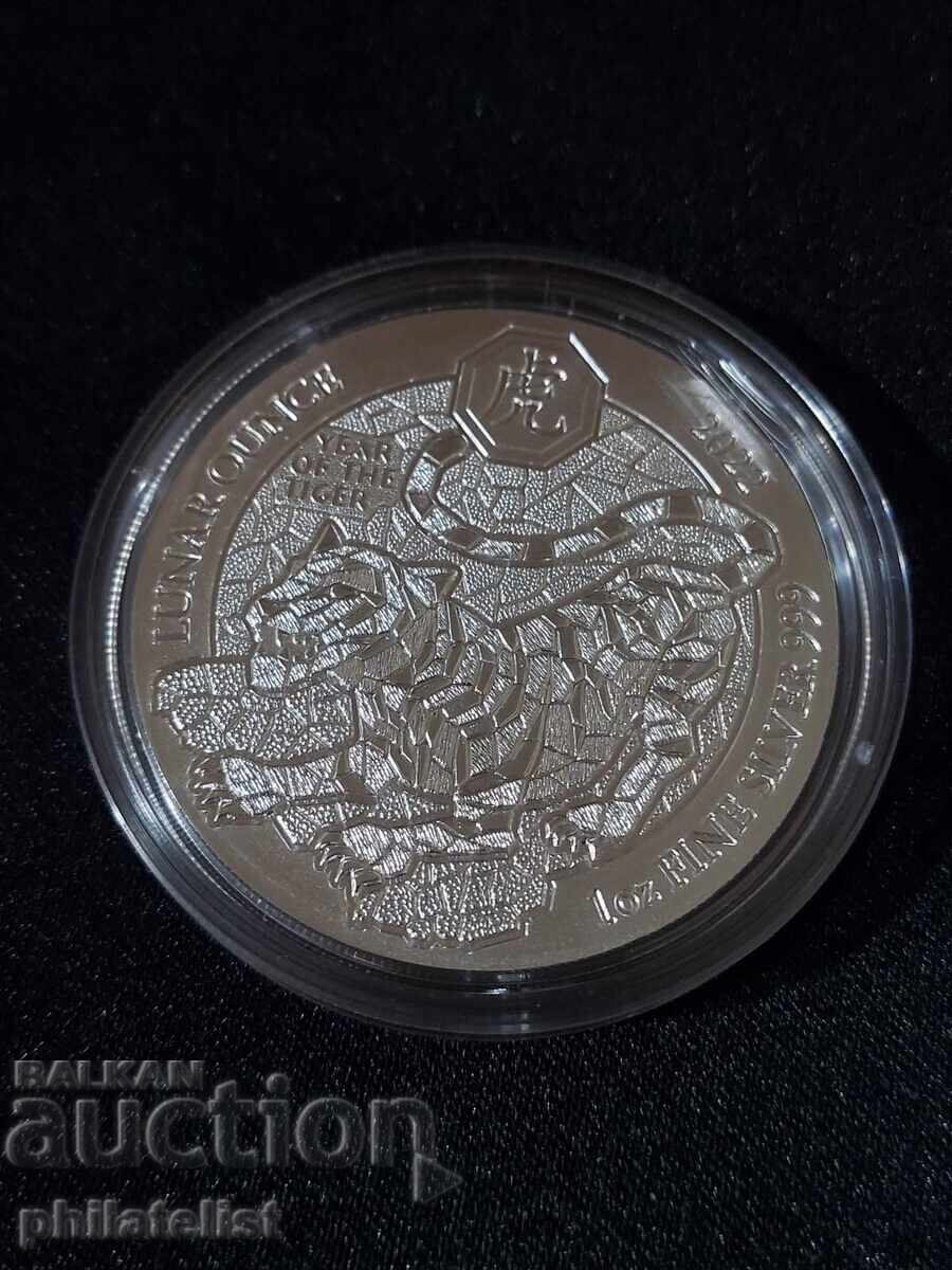 Ρουάντα 2022 – 50 φράγκα - Year of the Tiger 1 OZ , BU