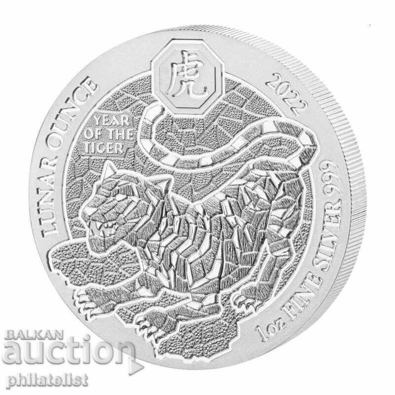 Rwanda 2022 - Anul Tigrului Moneda de argint de 1 OZ, BU