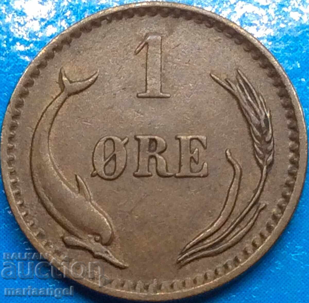 Denmark 1899 1 ore jorre Christian IX bronze