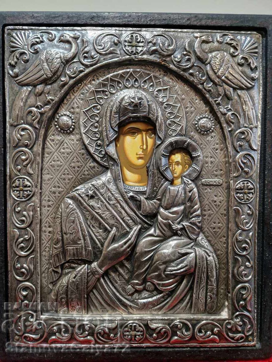 Auction Beautiful antique large silver icon - Certificate Auction Beautiful antique large silver icon - Certificate