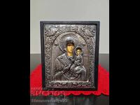 Beautiful antique large silver icon - Certificate