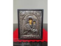Beautiful antique large silver icon - Certificate