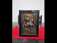 Unique antique silver icon of Saint George