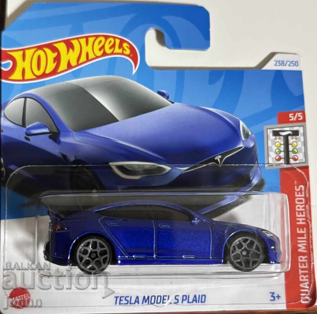 Hot Wheels diecast car, Tesla Model S Plaid, 1:64