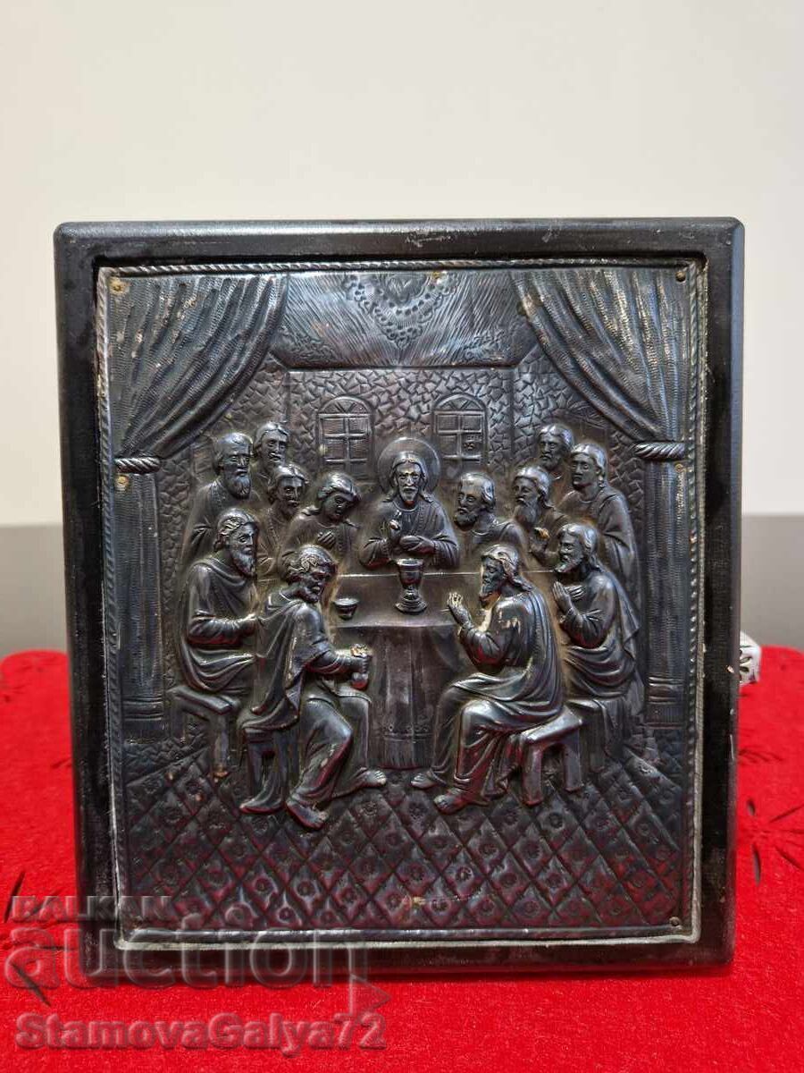 Beautiful antique silver icon The Last Supper - Certificate with price 129.00 BGN | € 65.96