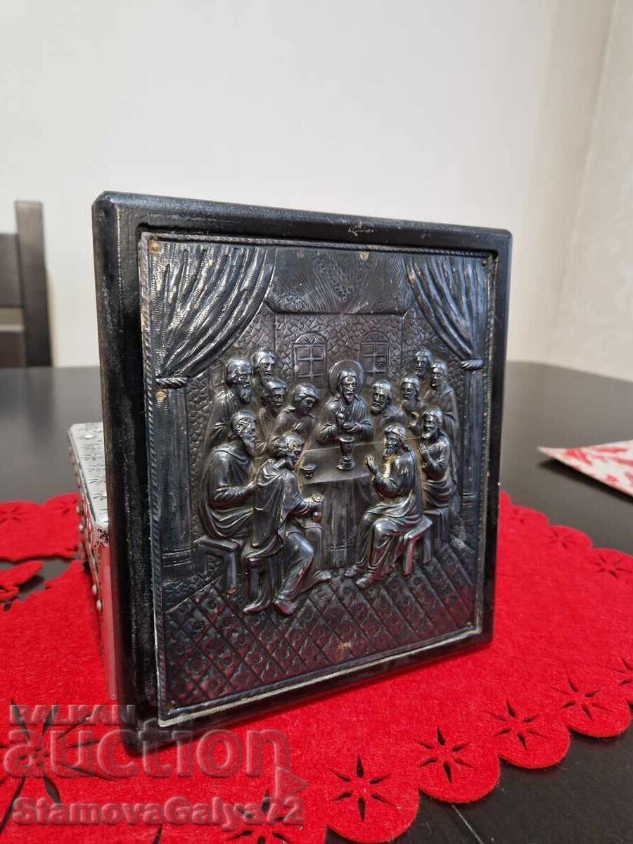Delivery of Beautiful antique silver icon The Last Supper - Certificate