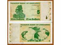 ZORBA AUCTIONS ZIMBABE 5 DOLLARS 2009 UNC