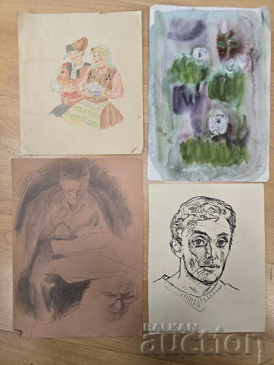 B.Z.C Lot of old paintings / Drawings