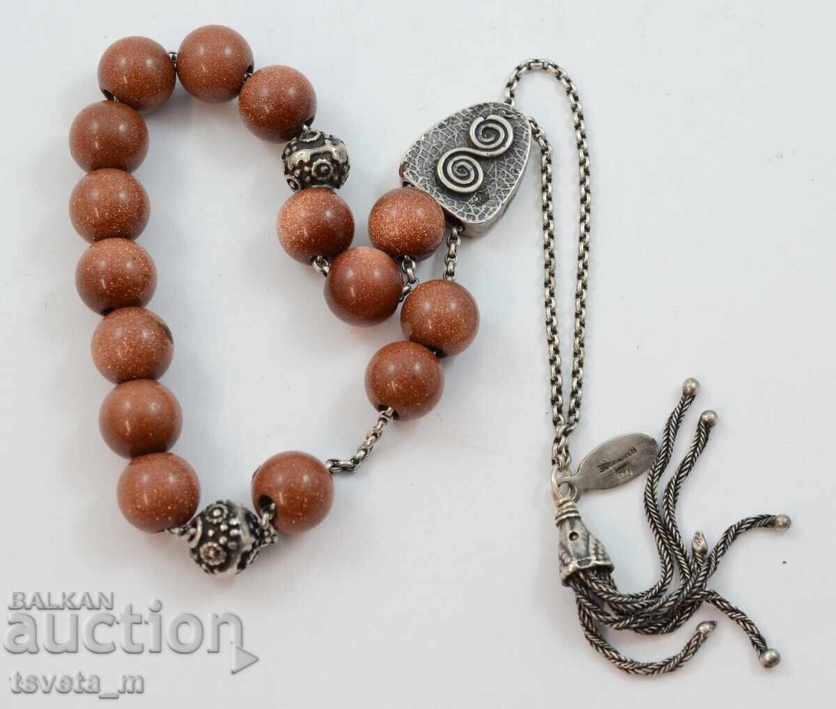 Ροζάριο, ασημί και καφέ πέτρα με τιμή 60.00 BGN | € 30.68