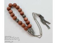 Rosary, silver and brown stone