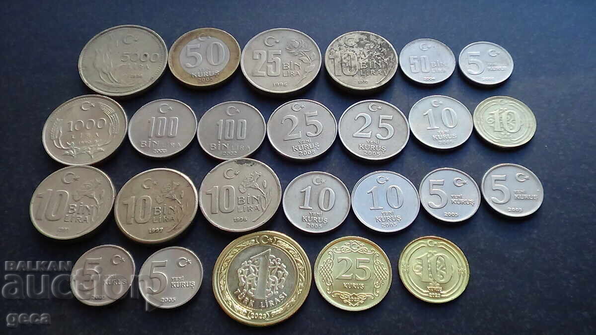 Lot of circulation coins Turkey - 25 pieces