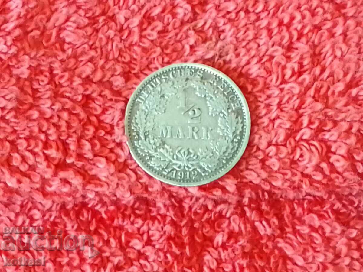 Old silver coin 1/2 mark 1912 A Germany quality with price 25.50 BGN | € 13.04 Old silver coin 1/2 mark 1912 A Germany quality with price 25.50 BGN | € 13.04