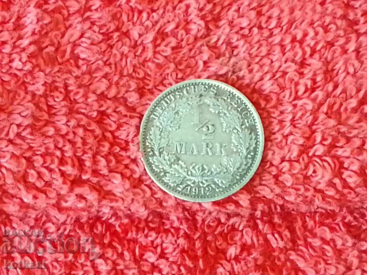 Old silver coin 1/2 mark 1912 A Germany quality Old silver coin 1/2 mark 1912 A Germany quality