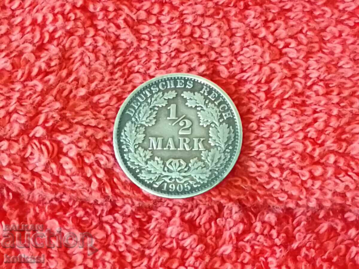 Silver coin 1/2 Mark 1905 A Germany quality