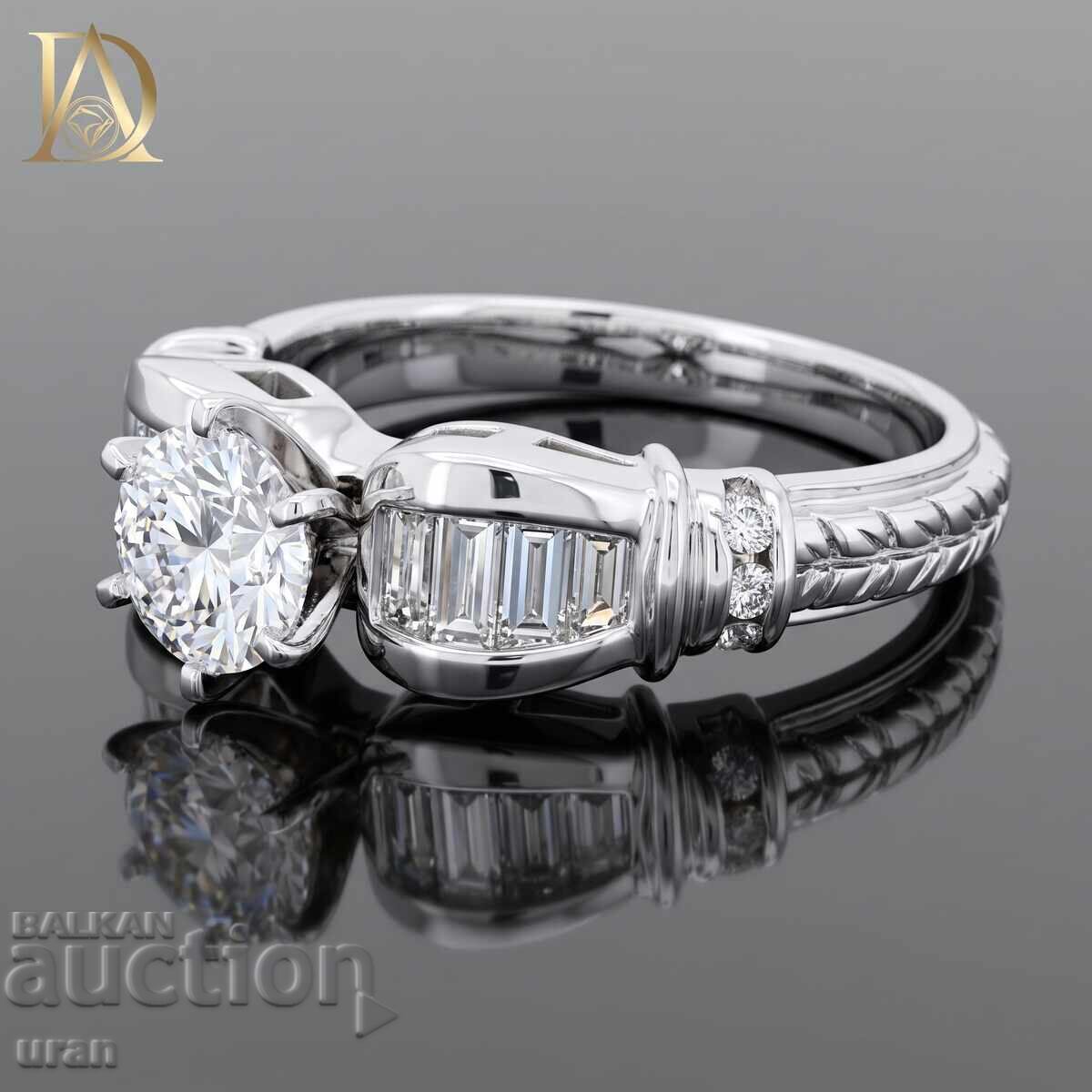 Auction  New Gold Ring with 1.03ct Natural Diamonds