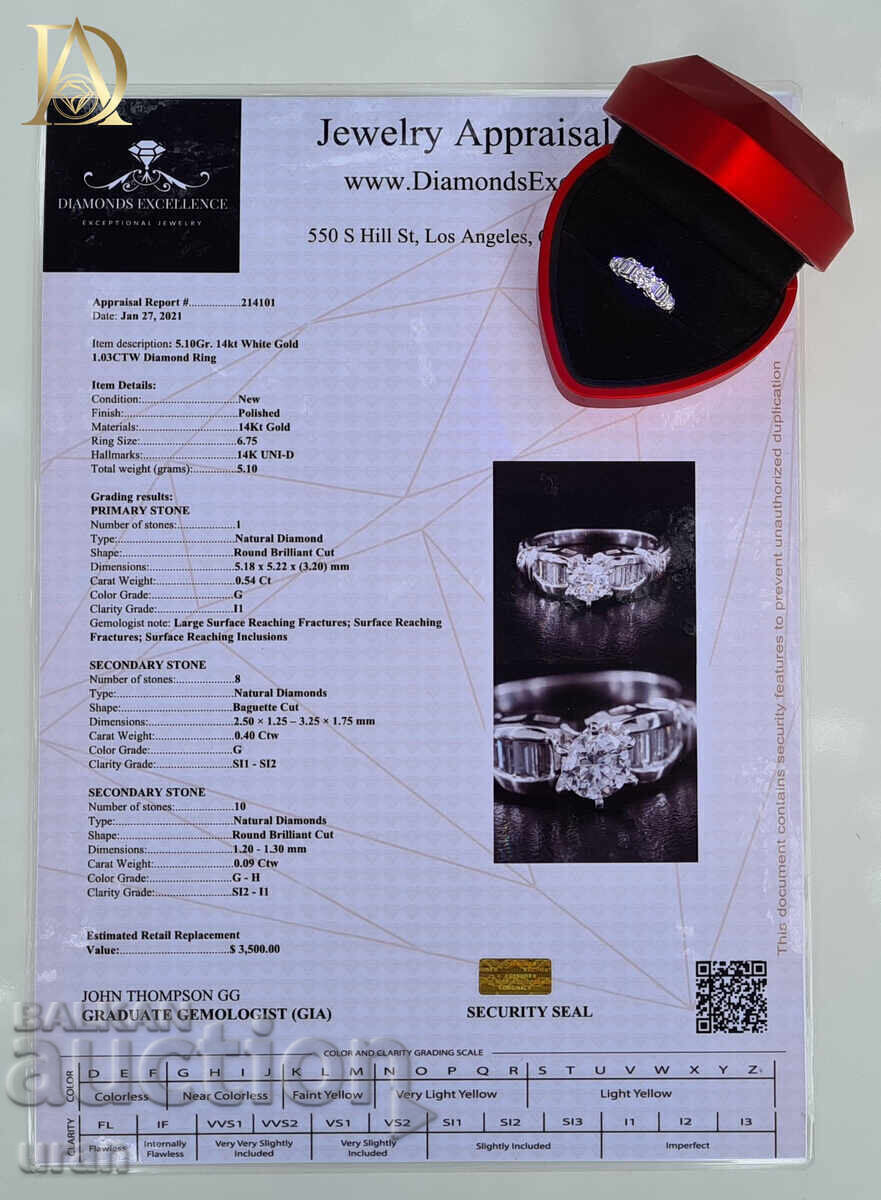 New Gold Ring with 1.03ct Natural Diamonds - 6