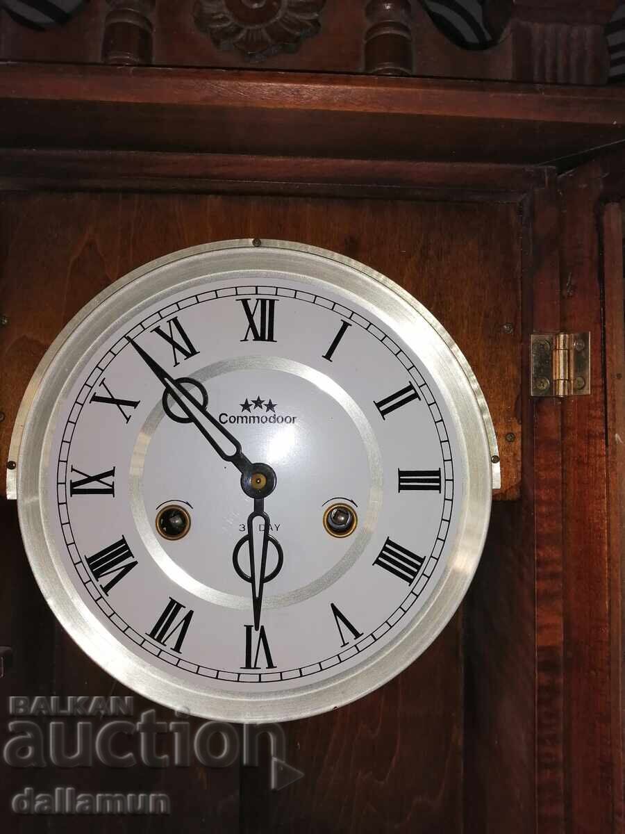 old wooden wall clock Commodore - 5 old wooden wall clock Commodore - 5