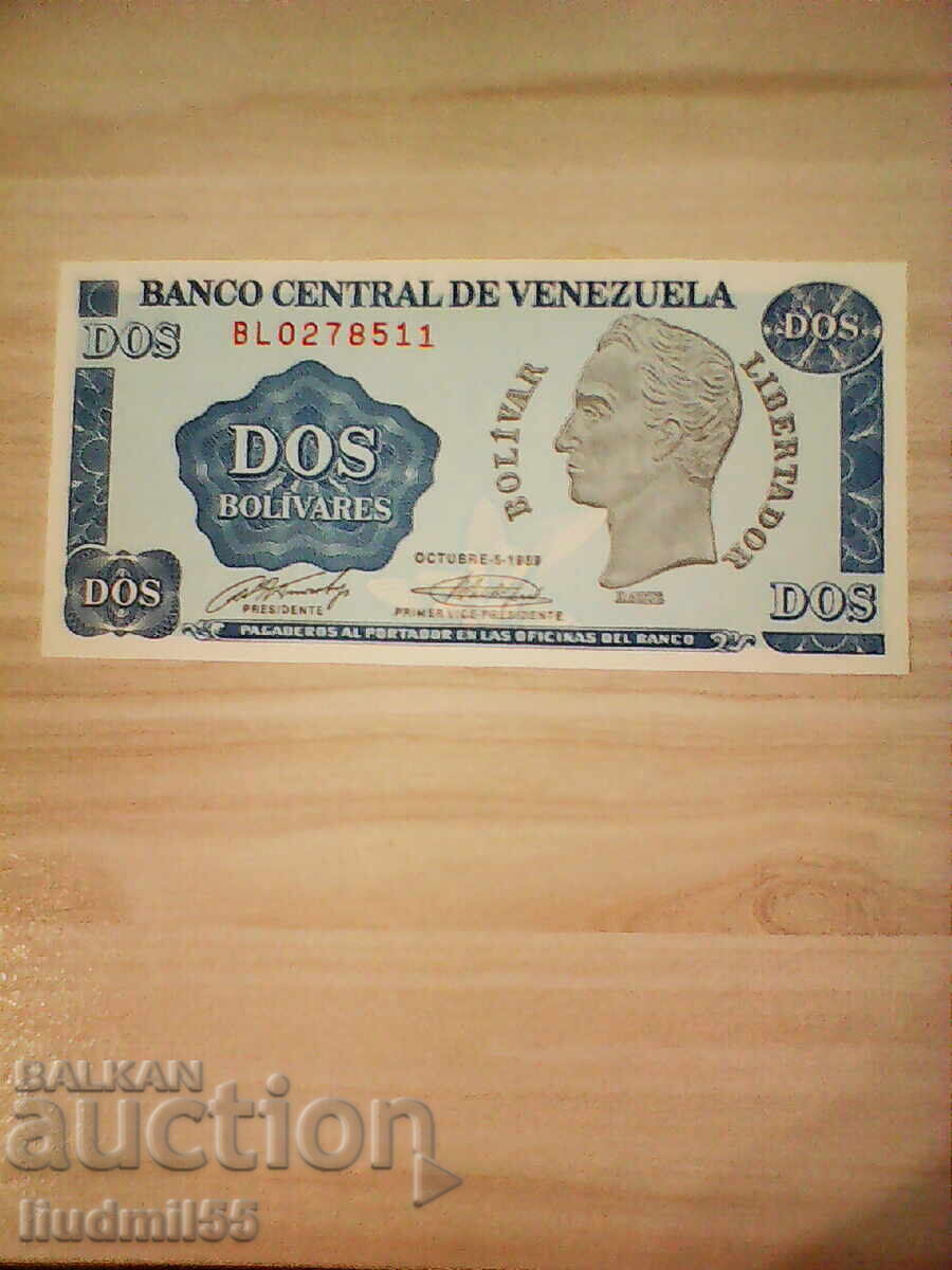 VENEZUELA, 2 bolivars, 1989, UNC