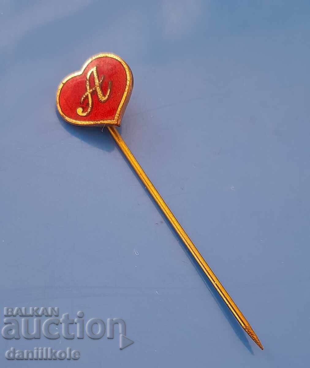 *$*Y*$* KINGDOM OF BULGARIA BADGE HEART ENAMEL LETTER "A"*$*Y*$* *$*Y*$* KINGDOM OF BULGARIA BADGE HEART ENAMEL LETTER "A"*$*Y*$*