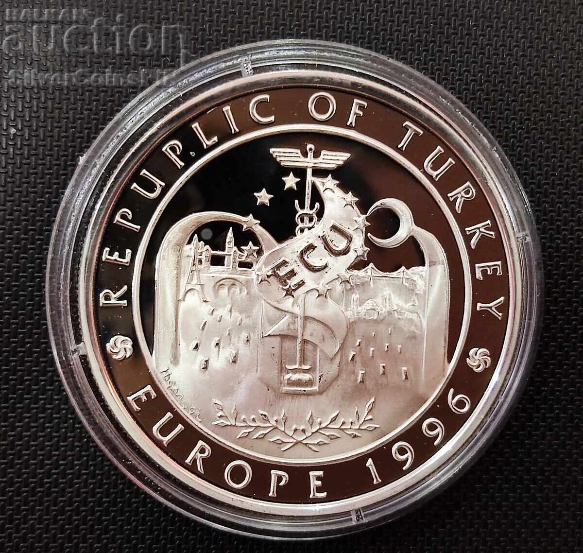 Silver 750000 Lira Association with Europe 1996 Turkey