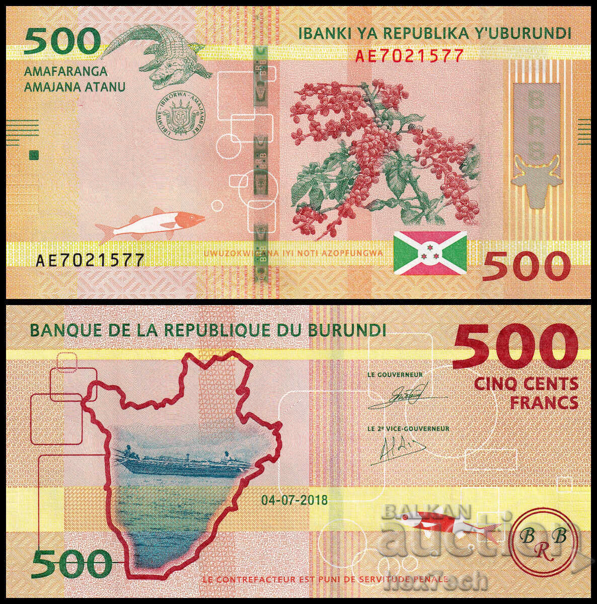 ❤️ ⭐ Burundi 2018 500 francs UNC new ⭐ ❤️